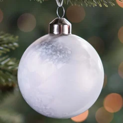 Unique Glass Christmas Bauble Ice Effect 8cm White