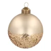 Unique Glass Christmas Bauble Golden Dip 8cm Taupe