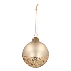 Unique Glass Christmas Bauble Golden Dip 8cm Taupe