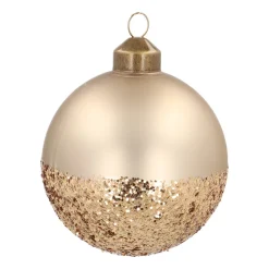 Unique Glass Christmas Bauble Golden Dip 8cm Taupe