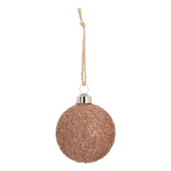 Unique Glass Christmas Bauble Glitter 8cm Copper
