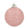 Unique Glass Christmas Bauble Glitter 8cm Pink