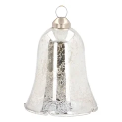Unique Glass Christmas Bell 7 Cm Antique Silver