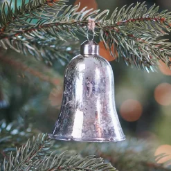 Unique Glass Christmas Bell 7 Cm Antique Silver