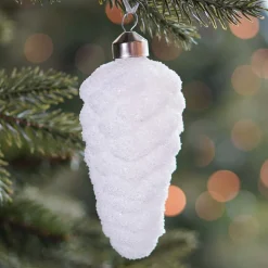 Unique Glass Pine Cone 12 Cm White