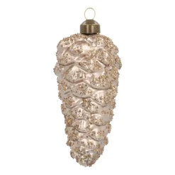 Unique Glass Pine Cone 12 Cm Light Gold