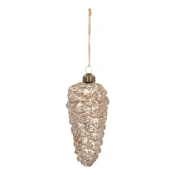 Unique Glass Pine Cone 12 Cm Light Gold