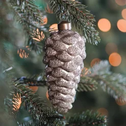 Unique Glass Pine Cone 12 Cm Light Gold