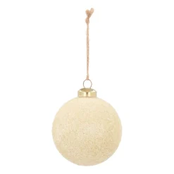 Unqiue Glass Christmas Bauble Snowball 8cm Champagne