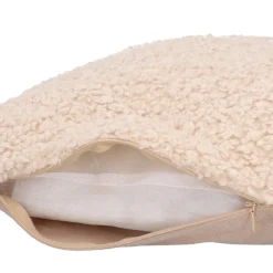 Warm Beige Teddy Throw Pillow