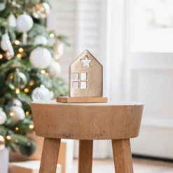 Warm Gold House With Tealight Holder