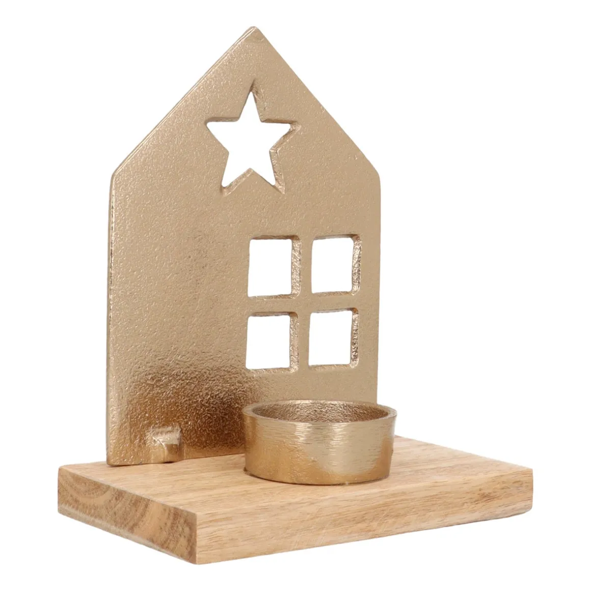 Warm Gold House With Tealight Holder