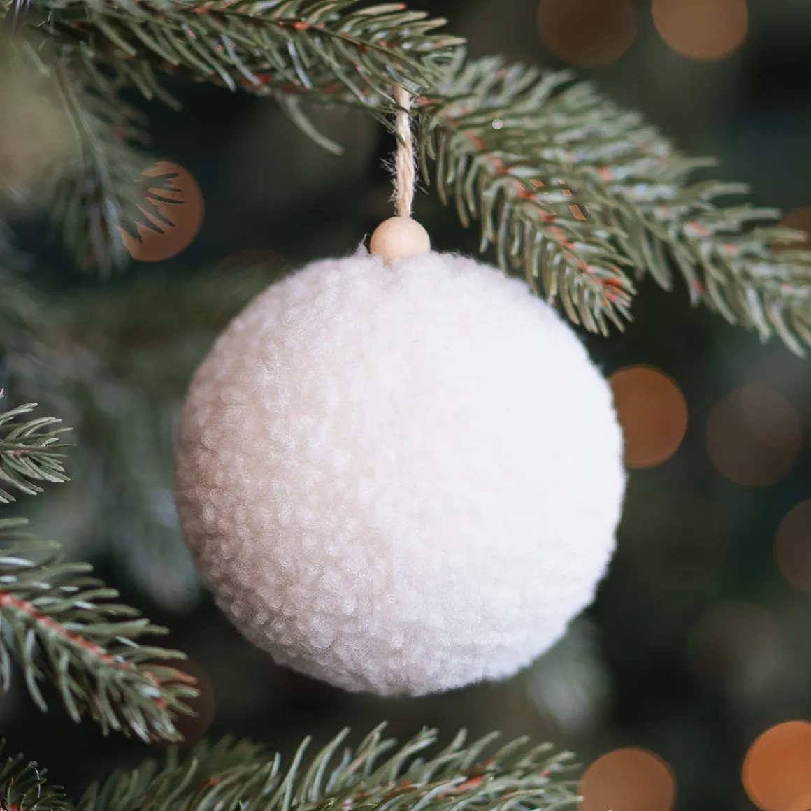 Warm White Teddy Christmas Bauble