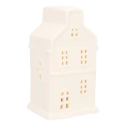 White Canal House With Warm LED Light