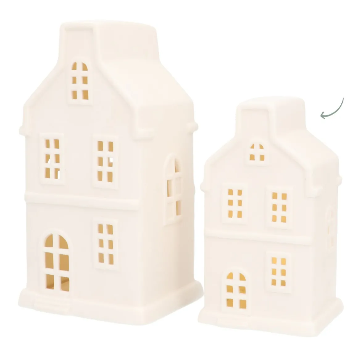 White Canal House With Warm LED Light