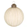 White Christmas Bauble With Gold Glitter Stripes