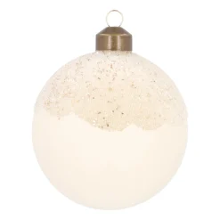 White Christmas Bauble With Dewdrops And Glitters