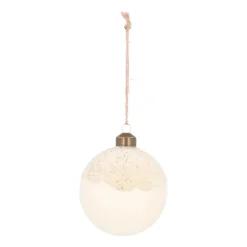 White Christmas Bauble With Dewdrops And Glitters