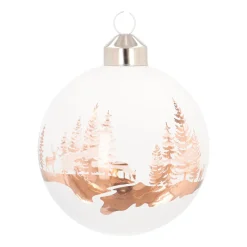 White Christmas Bauble With Cut-Out Winter Scene