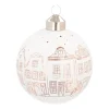 White Christmas Bauble With Fine Cut-Out Houses