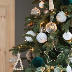 White Christmas Bauble With Fine Cut-Out Houses