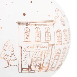 White Christmas Bauble With Fine Cut-Out Houses