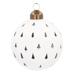 White Christmas Bauble With Cut-Out Trees