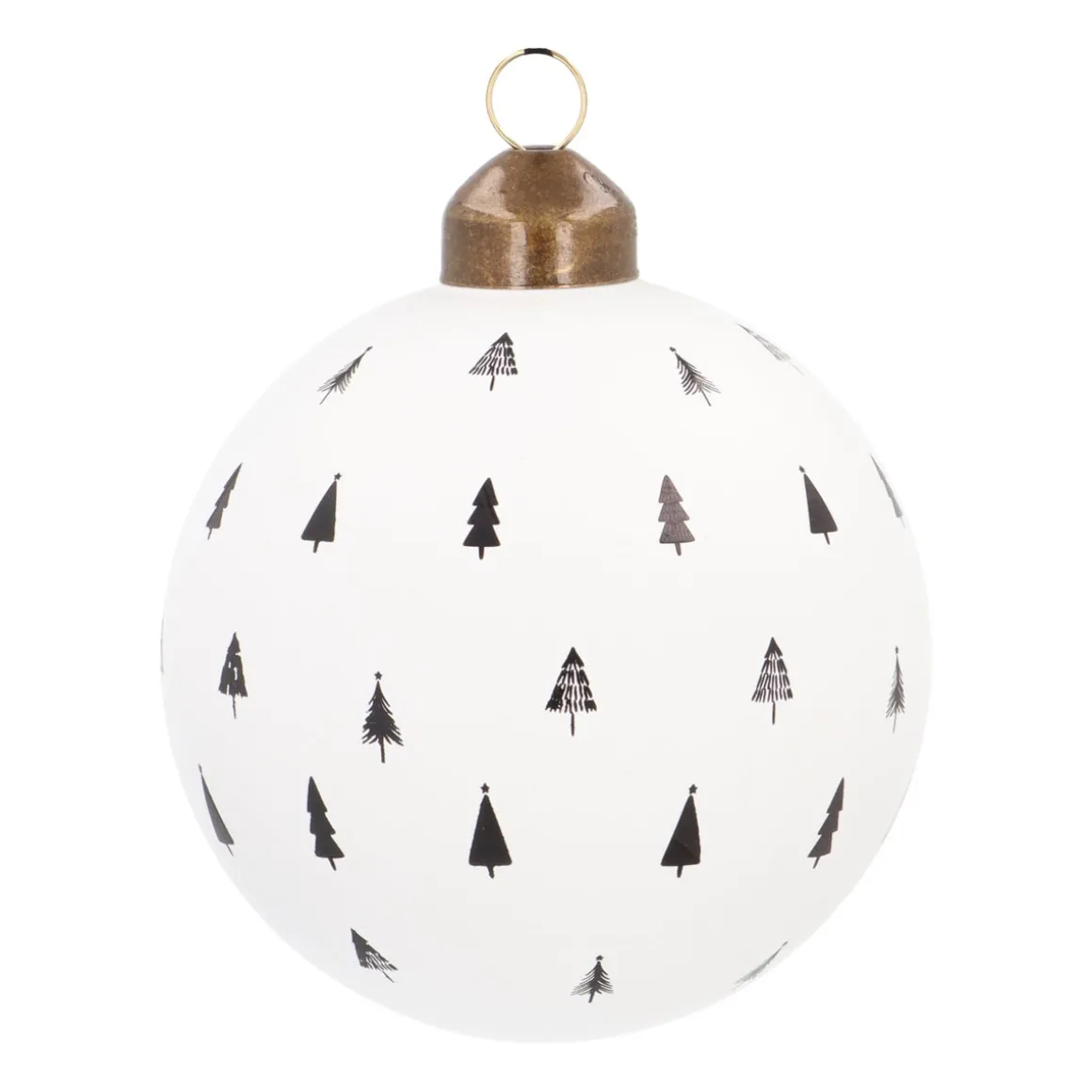 White Christmas Bauble With Cut-Out Trees