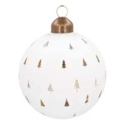 White Christmas Bauble With Cut-Out Christmas Trees