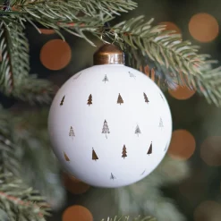 White Christmas Bauble With Cut-Out Christmas Trees