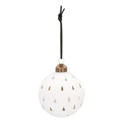 White Christmas Bauble With Cut-Out Christmas Trees