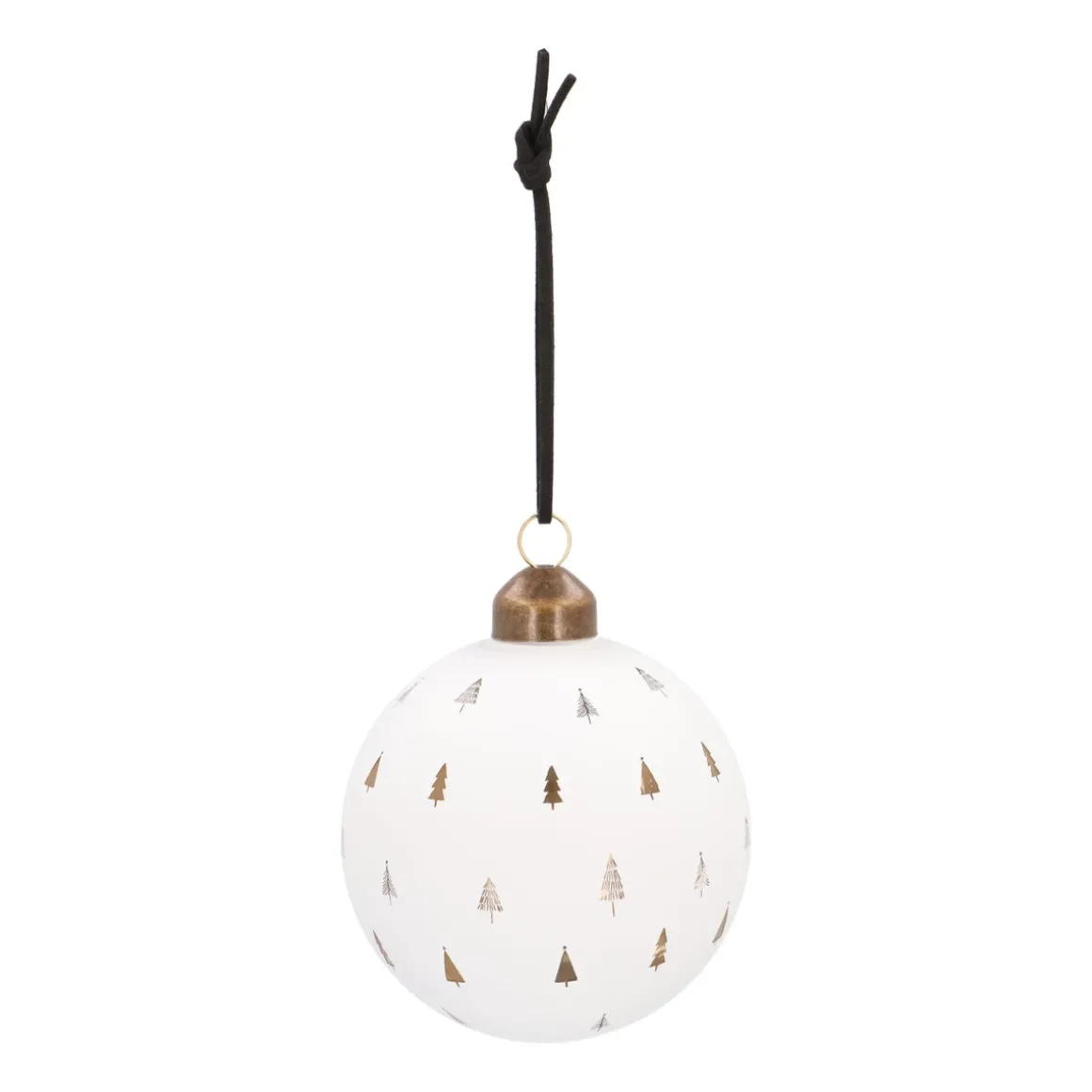White Christmas Bauble With Cut-Out Christmas Trees