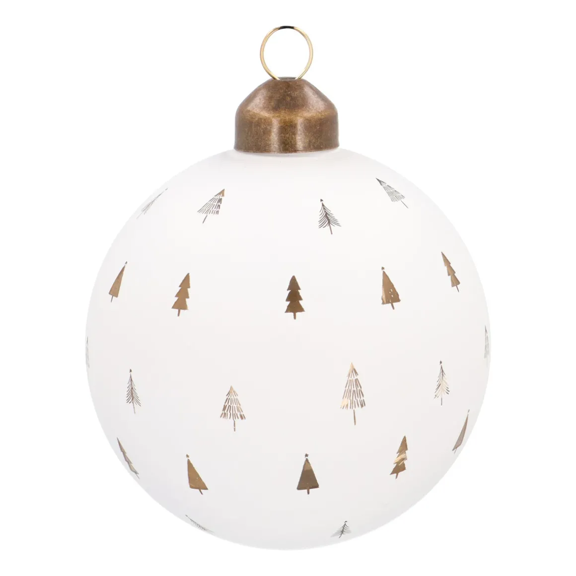 White Christmas Bauble With Cut-Out Christmas Trees