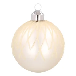 White Christmas Bauble With Dewdrop Stripes