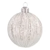 White Crackle Christmas Bauble With Glitter Stripes