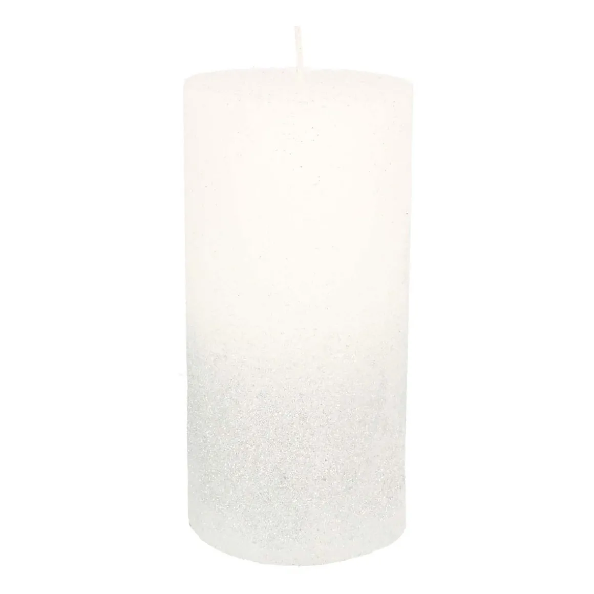 White Pillar Candle With Silver Glitter | 15 Cm
