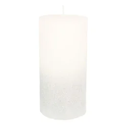 White Pillar Candle With Silver Glitter | 15 Cm