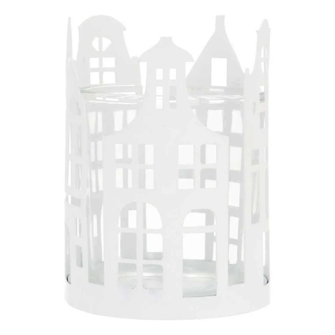 White Tealight Holder With Canal Houses