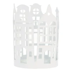 White Tealight Holder With Canal Houses