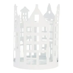White Tealight Holder With Canal Houses