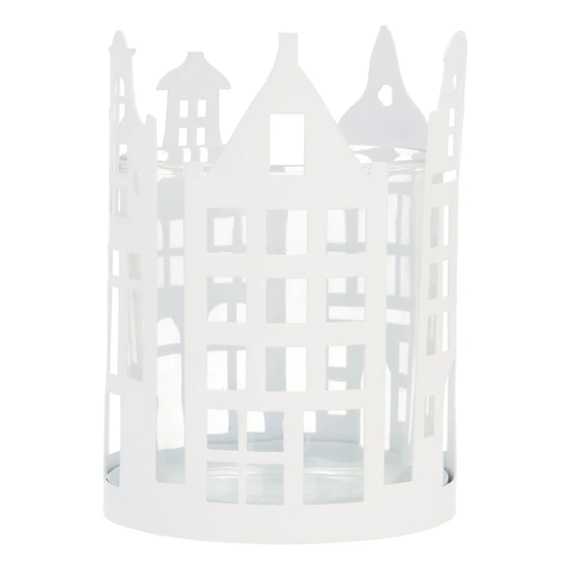 White Tealight Holder With Canal Houses