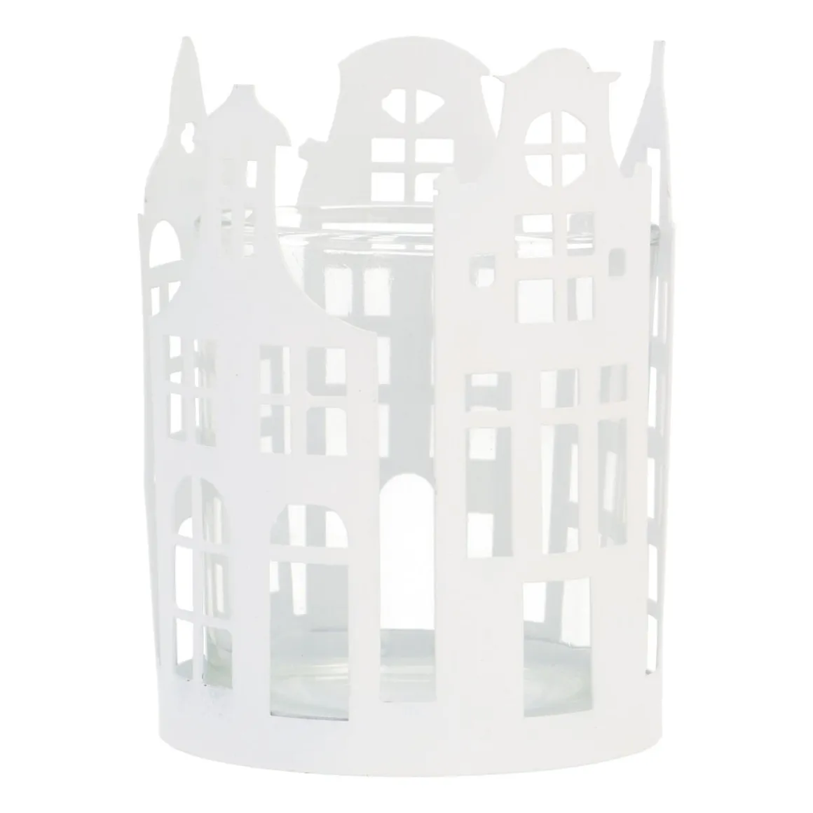 White Tealight Holder With Canal Houses