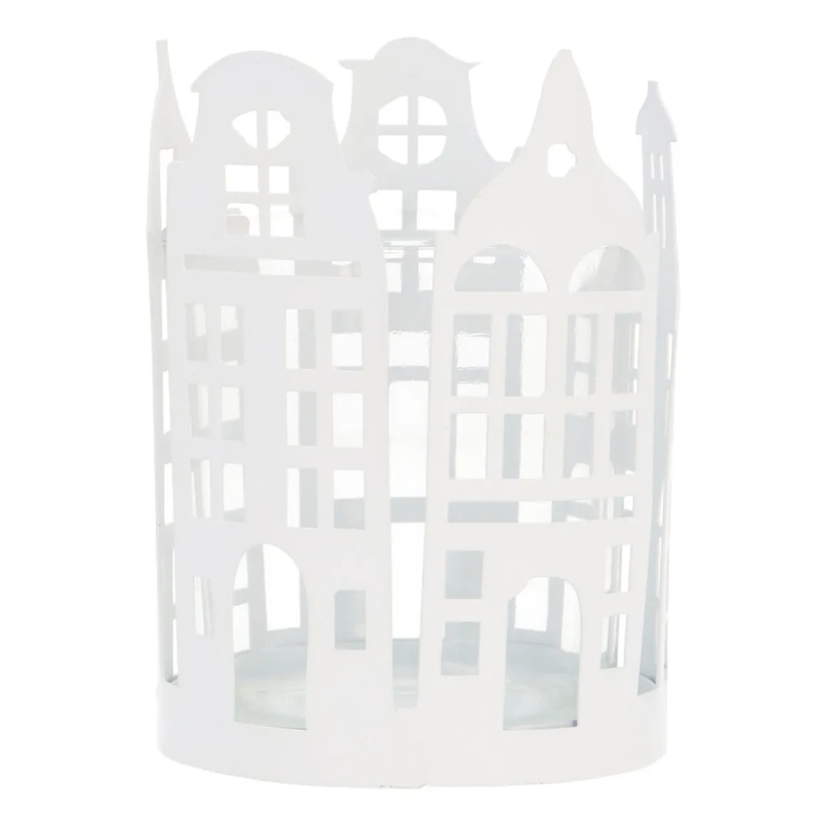 White Tealight Holder With Canal Houses