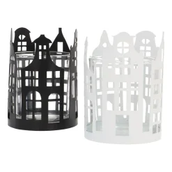 White Tealight Holder With Canal Houses