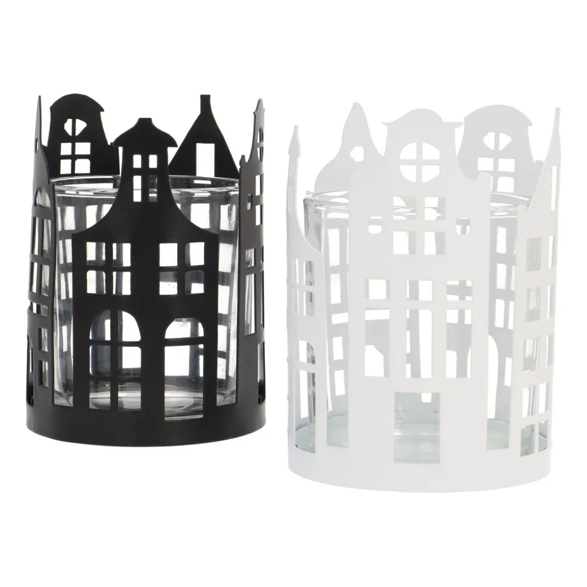 White Tealight Holder With Canal Houses