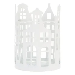 White Tealight Holder With Canal Houses