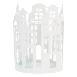 White Tealight Holder With Canal Houses