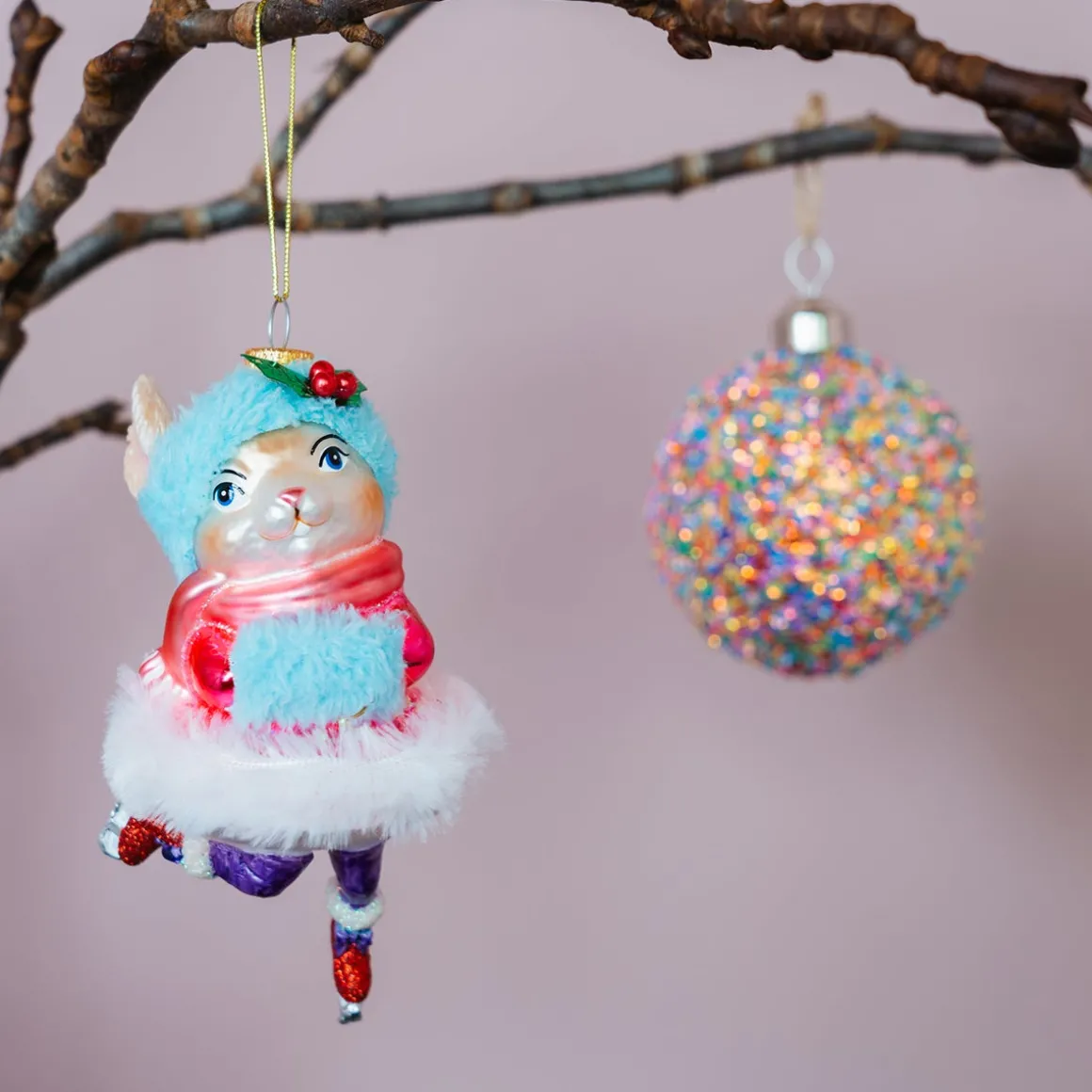 Winter Rabbit With Skates Ornament