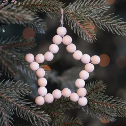Wooden Bead Star Christmas Ornament