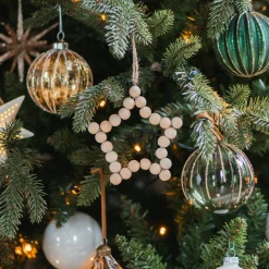 Wooden Bead Star Christmas Ornament